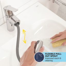 Grohe Quickfix Start StarLight Chrome 191mm Standard Lever Mono Basin Mixer Tap  With Clicker Waste