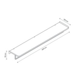 Elland Black Steel Bathroom Shelf with Towel Rail 600mm x 120mm x 90mm