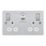 LAP  13A 2-Gang SP Switched Socket + 3A 45W 2-Outlet Type A & C USB Charger Brushed Steel with White Inserts