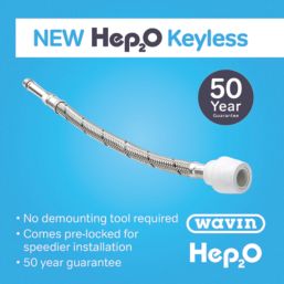 Hep2O Push-Fit Keyless Flexi Tap Connector 15mm x M10 x 300mm 2 Pack