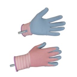 ClipGlove Weeding  Womens Polyester Gardening Gloves Blue / Pink Medium