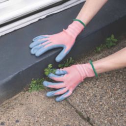 ClipGlove Weeding  Womens Polyester Gardening Gloves Blue / Pink Medium