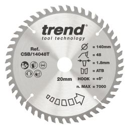 Trend  Wood/Chipboard/MDF Circular Saw Blade 140mm x 20mm 48T