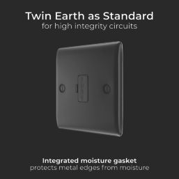 British General Nexus Metal 13A Unswitched Fused Spur  Matt Black with Colour-Matched Inserts