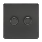 Knightsbridge  2-Gang 2-Way LED Intelligent Dimmer Switch  Matt Black