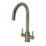 ETAL Dart Twin Lever Kitchen Mixer Tap Brushed Steel