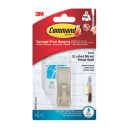 Command Silver Self-Adhesive Bathroom Hook Small - Screwfix