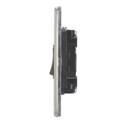 Contactum Lyric 10AX 1-Gang 1-Way Retractive Bell Switch Brushed Steel with Black Inserts