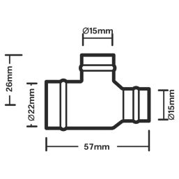 Flomasta  Brass Solder Ring Reducing Tees 22mm x 15mm x 15mm 5 Pack
