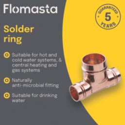 Flomasta  Brass Solder Ring Reducing Tees 22mm x 15mm x 15mm 5 Pack