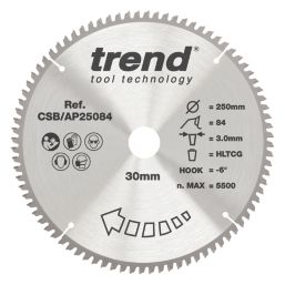 Trend CSB/AP25084 Aluminium/Plastic Saw Blade 250mm x 30mm 84T