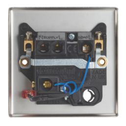 Contactum iConic 13A Switched Fused Spur & Flex Outlet with Neon Brushed Steel with Black Inserts