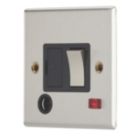 Contactum iConic 13A Switched Fused Spur & Flex Outlet with Neon Brushed Steel with Black Inserts