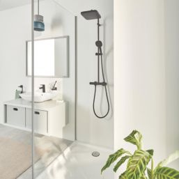 Grohe Vitalio Comfort 250 HP Rear-Fed Exposed Matt Black Thermostatic Shower System