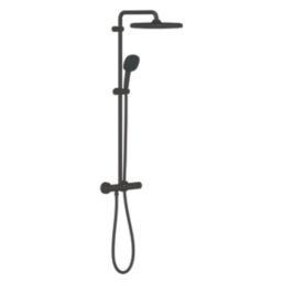 Grohe Vitalio Comfort 250 HP Rear-Fed Exposed Matt Black Thermostatic Shower System