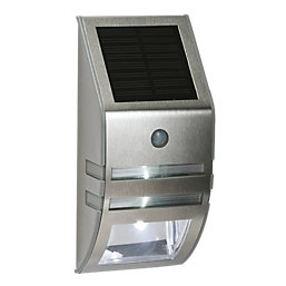 LAP  Outdoor LED Solar Powered Bulkhead With PIR Sensor Silver 40lm