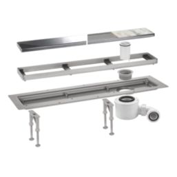 McAlpine CD600-SQ Channel Drain With Grid Brushed Stainless Steel 610mm x 150mm