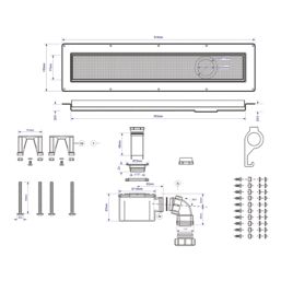 McAlpine CD600-SQ Channel Drain With Grid Brushed Stainless Steel 610mm x 150mm