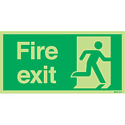 Nite-Glo  Photoluminescent 'Fire Exit' Running Man Right Sign 150mm x 300mm