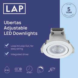 LAP Ubertas Tilt  LED Downlights White 4W 420lm 10 Pack