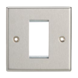 Contactum iConic 1-Module Modular Faceplate Brushed Steel