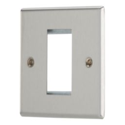 Contactum iConic 1-Module Modular Faceplate Brushed Steel