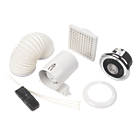 Manrose LEDSLKTC 4" Axial Inline Bathroom Shower Extractor Fan Kit With LED Light with Timer Bright Chrome 240V