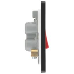 British General Evolve 45A 1-Gang 2-Pole Cooker Switch Grey with LED with Black Inserts
