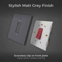 British General Evolve 45A 1-Gang 2-Pole Cooker Switch Grey with LED with Black Inserts