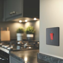 British General Evolve 45A 1-Gang 2-Pole Cooker Switch Grey with LED with Black Inserts