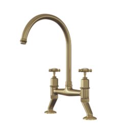 ETAL  Alton Deck Mounted Cross Head Bridge Mixer Brushed Brass