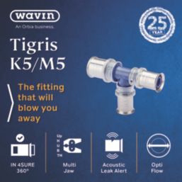 Wavin Tigris K5 Multi-Layer Composite Press-Fit Reducing Tee 20mm x 16mm x 16mm 10 Pack