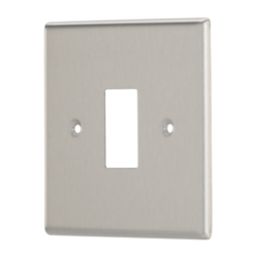 Contactum iConic 1-Module Grid Faceplate Brushed Steel