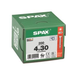 Spax  TX Countersunk Self Drilling Wood Screws 4mm x 30mm 200 Pack