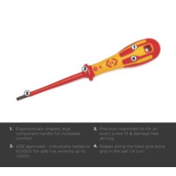 C.K Dextro  VDE Screwdriver Slotted 3.5mm x 100mm