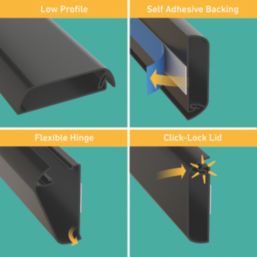 D-Line PVC Black TV Cable Cover 60mm x 15mm x 1m