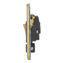 Contactum Lyric 20A 1-Gang DP Control Switch & Flex Outlet Brushed Brass  with Black Inserts