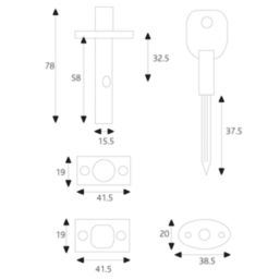 ERA  Brass Concealed Door Security Bolts 78mm White 2 Pack