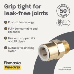 Flomasta  Brass Push-Fit Adapting Male Pipe Fitting Adaptor 22mm x 3/4"