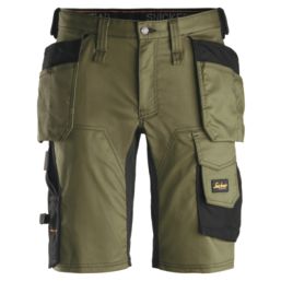 Snickers 6141 Stretch Work Shorts Khaki Green / Black 39" W
