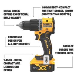 DEWALT DCD789P2T-GB 18V 2 x 5.0Ah Li-Ion XR Brushless Cordless Combi Drill