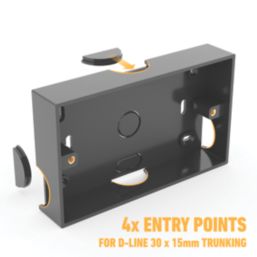 D-Line TSB28B/2 2-Gang Surface Pattress Black Box 28mm 2 Pack