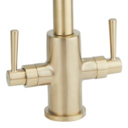 Highlife Bathrooms Don Twin Lever Sink Mixer Brushed Brass