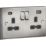 Knightsbridge  13A 2-Gang SP Switched Socket + 4.0A 20W 2-Outlet Type A & C USB Charger Brushed Chrome with Black Inserts