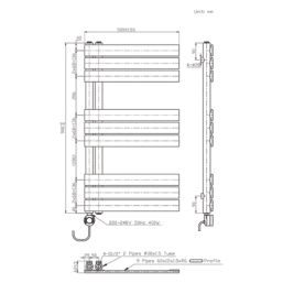 Flomasta 900mm x 500mm 1364BTU White Flat Electric Towel Radiator