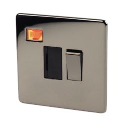 Crabtree Platinum 13A Switched Fused Spur with Neon Black Nickel with Black Inserts