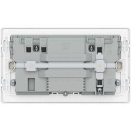 British General Evolve 13A 2-Gang SP Switched Socket + 3.25A 65W 2-Outlet Type C USB Charger Pearlescent White with White Inserts