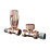 ETAL Danva Copper Straight Thermostatic TRV & Lockshield  15mm x 1/2"