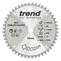 Trend CSB/CC18448T Wood Crosscut Circular Saw Blade 184mm x 16mm 48T