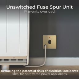 British General Evolve 13A Unswitched Fused Spur with LED Satin Brass with Black Inserts